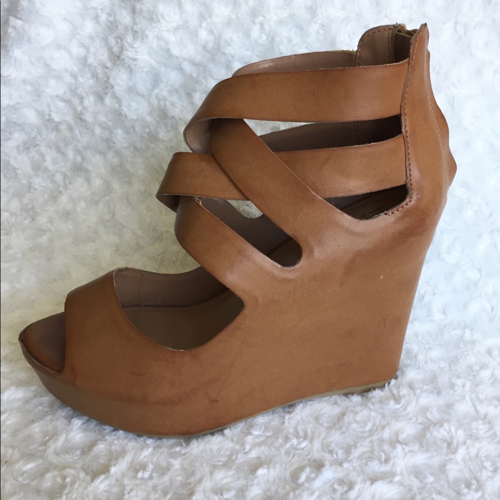 Mossimo Brown Wedge Platform Strappy Heels